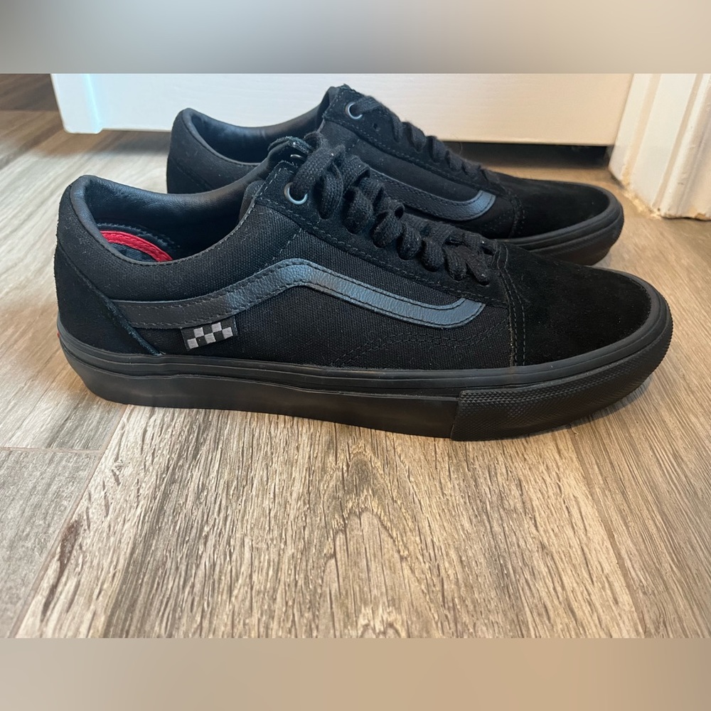 Vans Black Low-Top Skate Sneakers with Gray Side Stripe